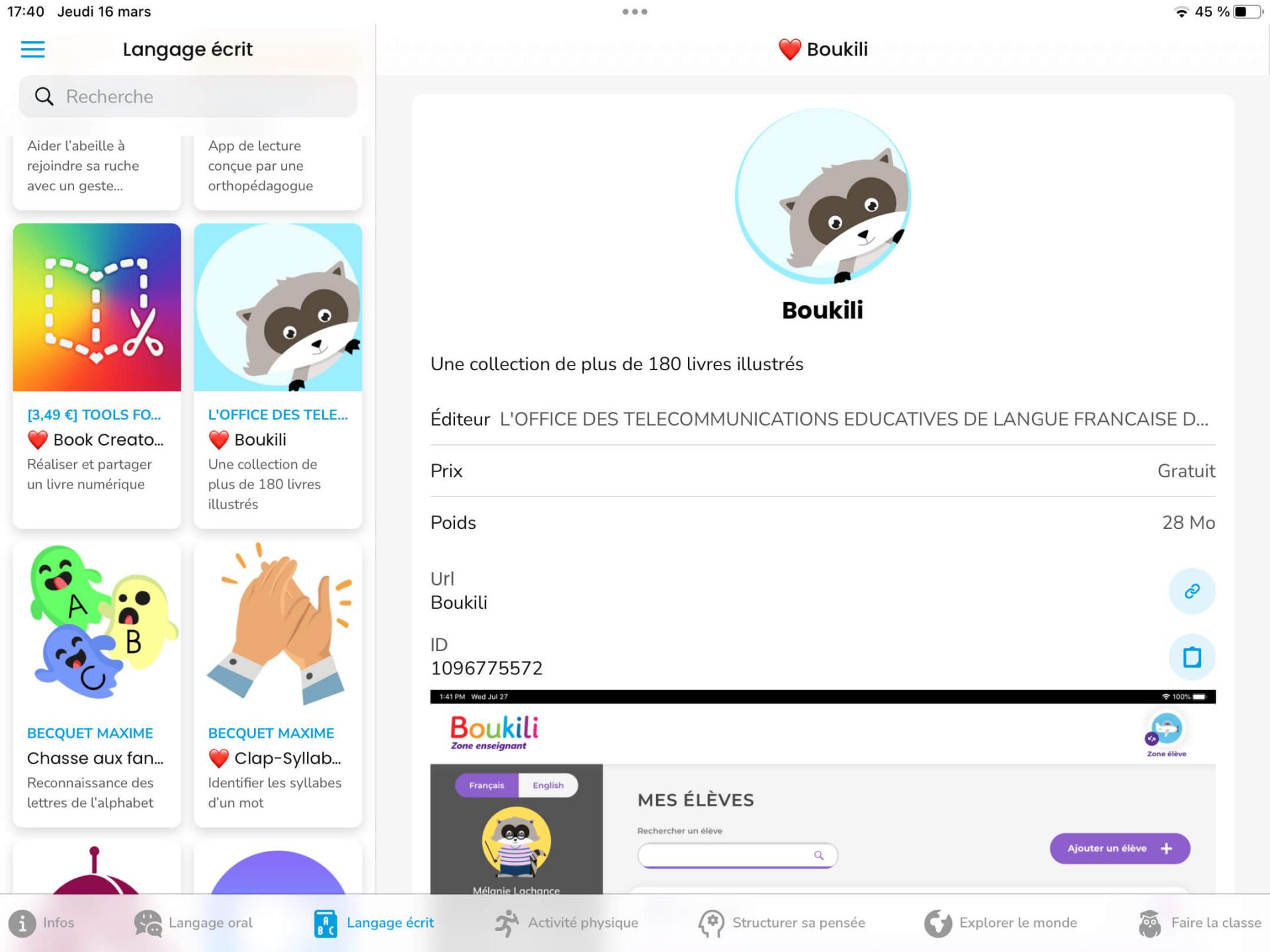 Catalague d apps sur tablette ipad pour la maternelle