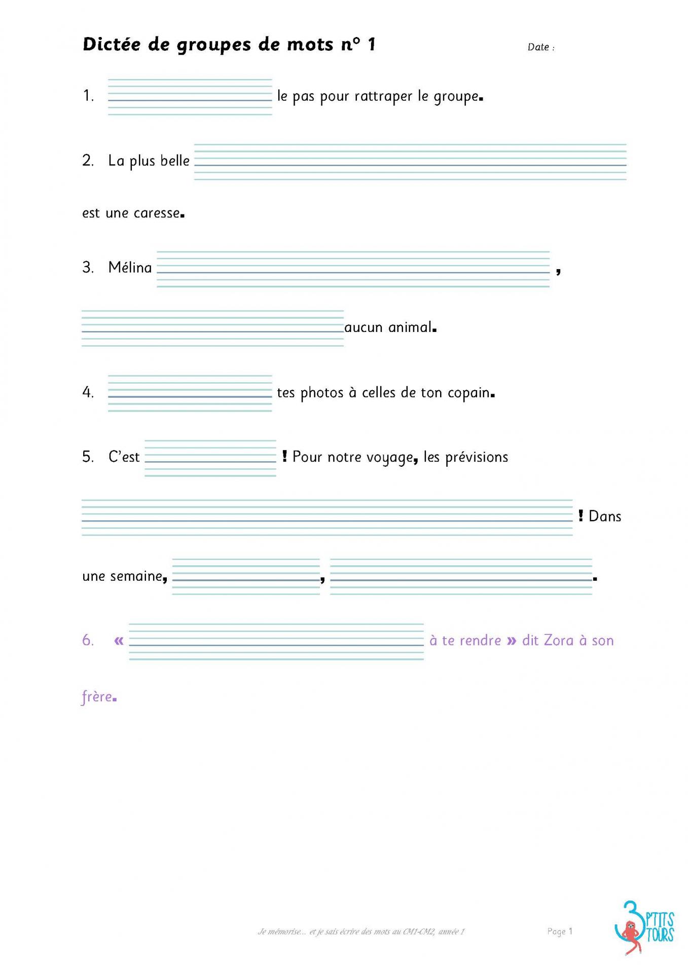 Dictees a trous je memorise et je sais ecrire des mots en cm1 cm2 annee 1 page 01