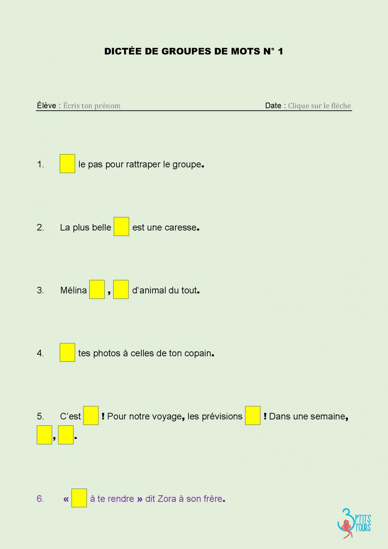 Dictees a trous version numerique sans audio page 01