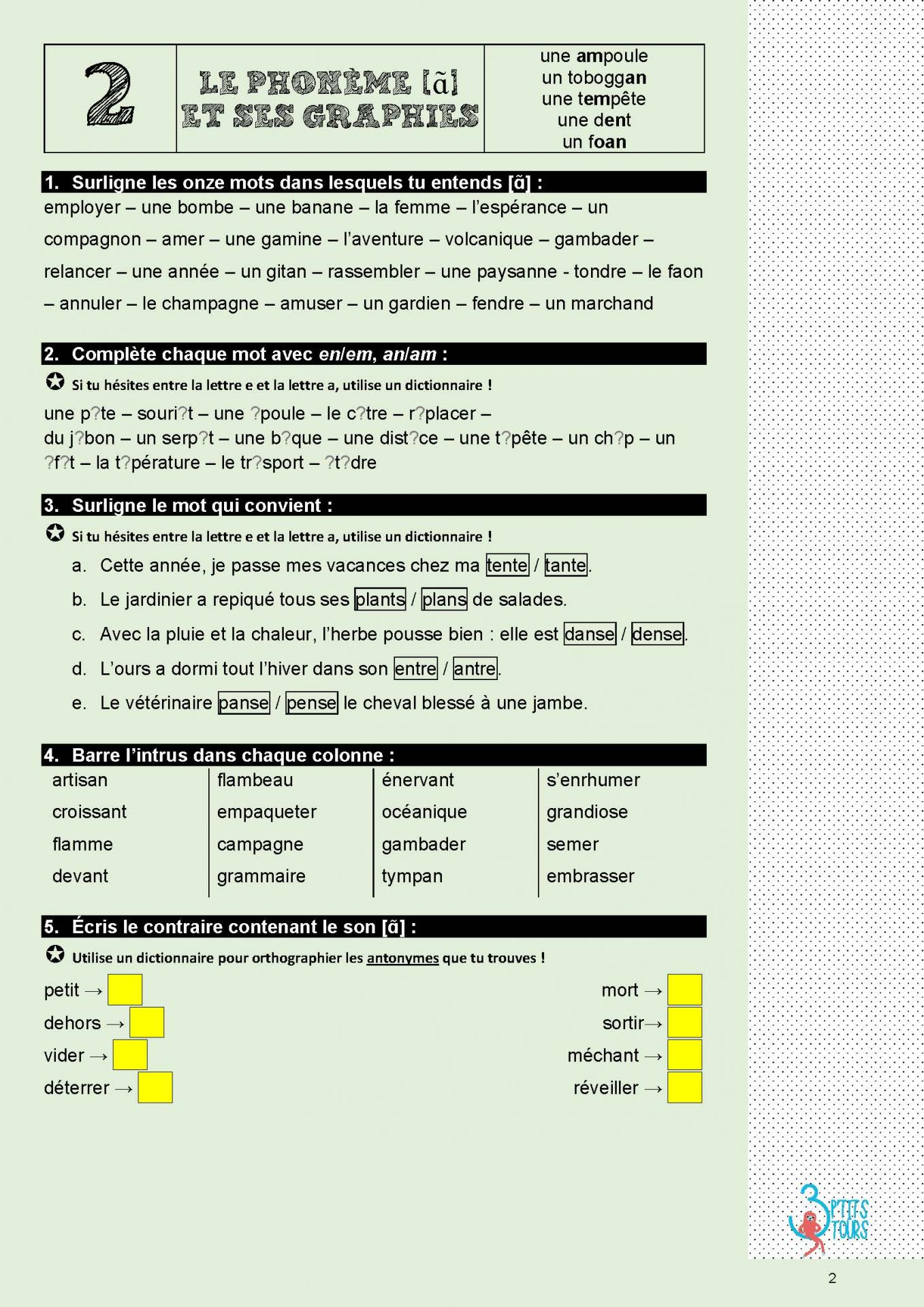 Exercices interactifs pour dys et eleves je memorise et je sais ecrire des mots en cm1 cm2 page 02